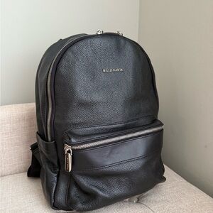 Black Pebbled Leather Backpack